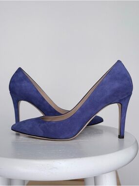 Classic Pointed-Toe Suede Pumps in Royal Blue